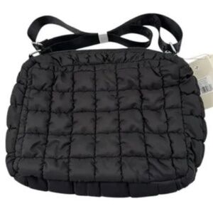 Valentino Orlandi Black Tote Nylon Quilted Puffer Bag with Branded Strap NEW